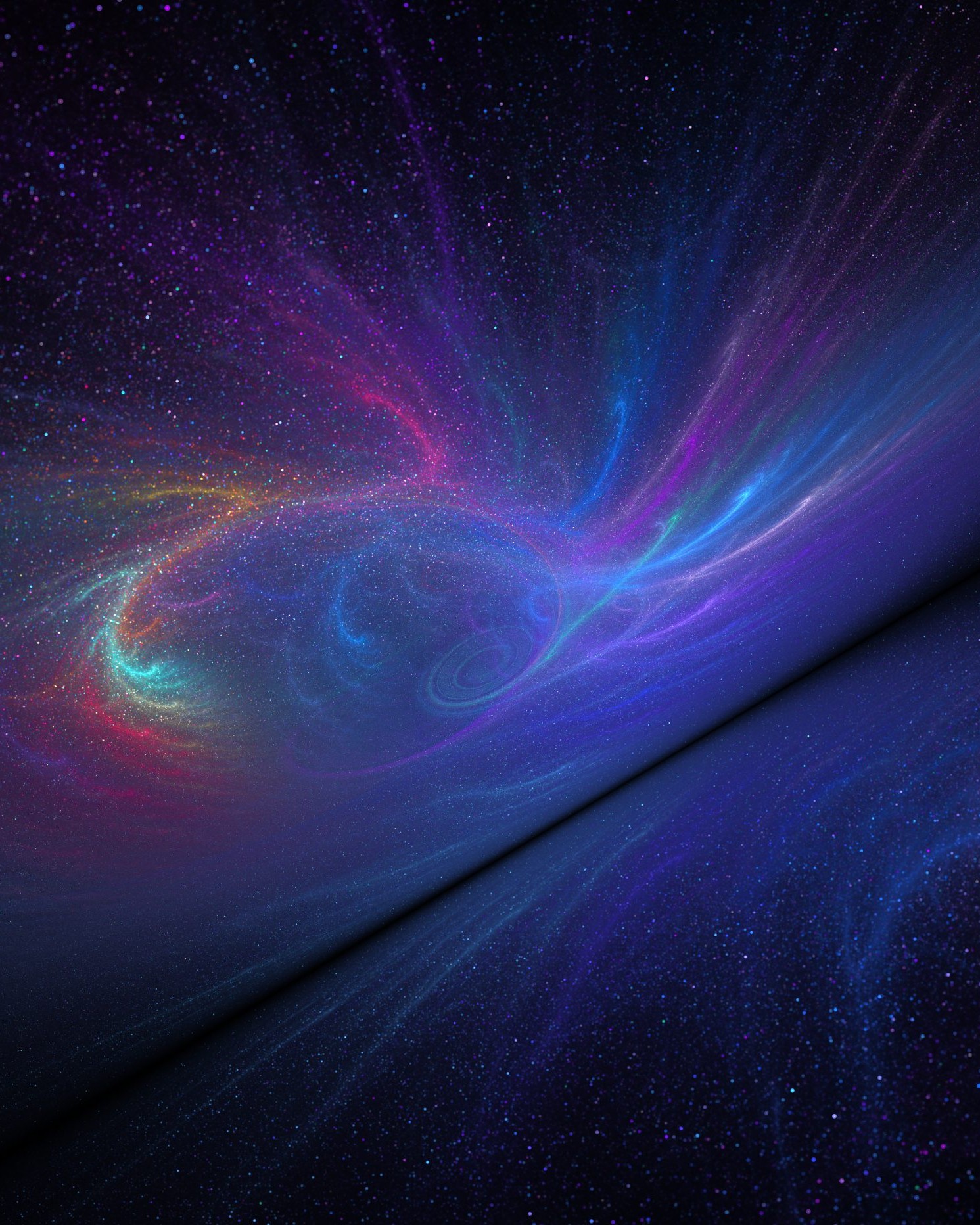 abstract northern lights with starry night sky