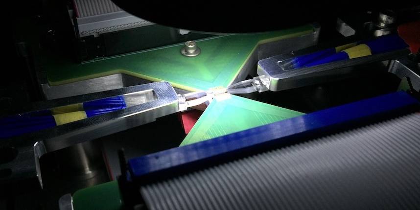 light shining on very small computer chip