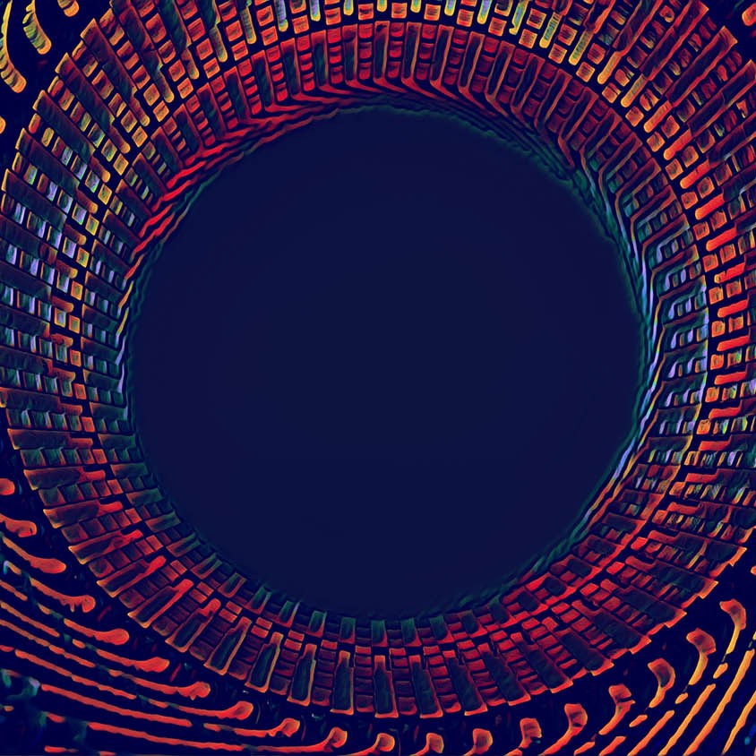 abstract ferroelectric field in shades of blue, purple, and red