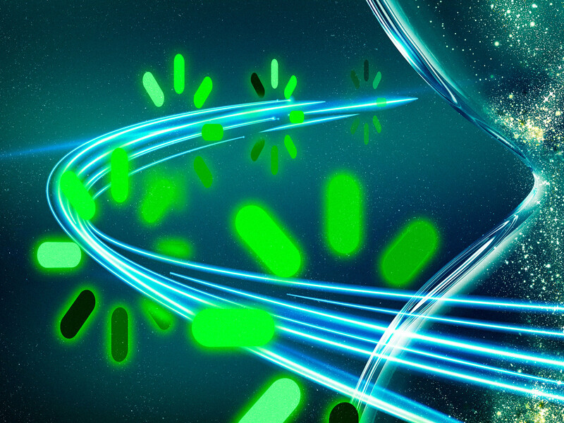 Hourglass and zooming light with “computer loading” icons.