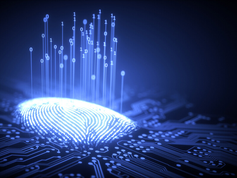 A shining fingerprint on a chip.